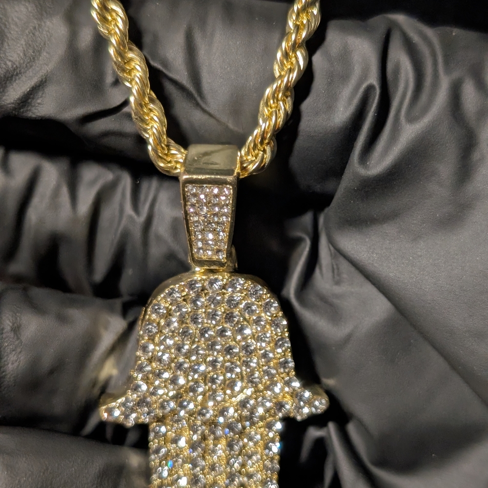 Gold and Silver Hamsa Pendant Necklace